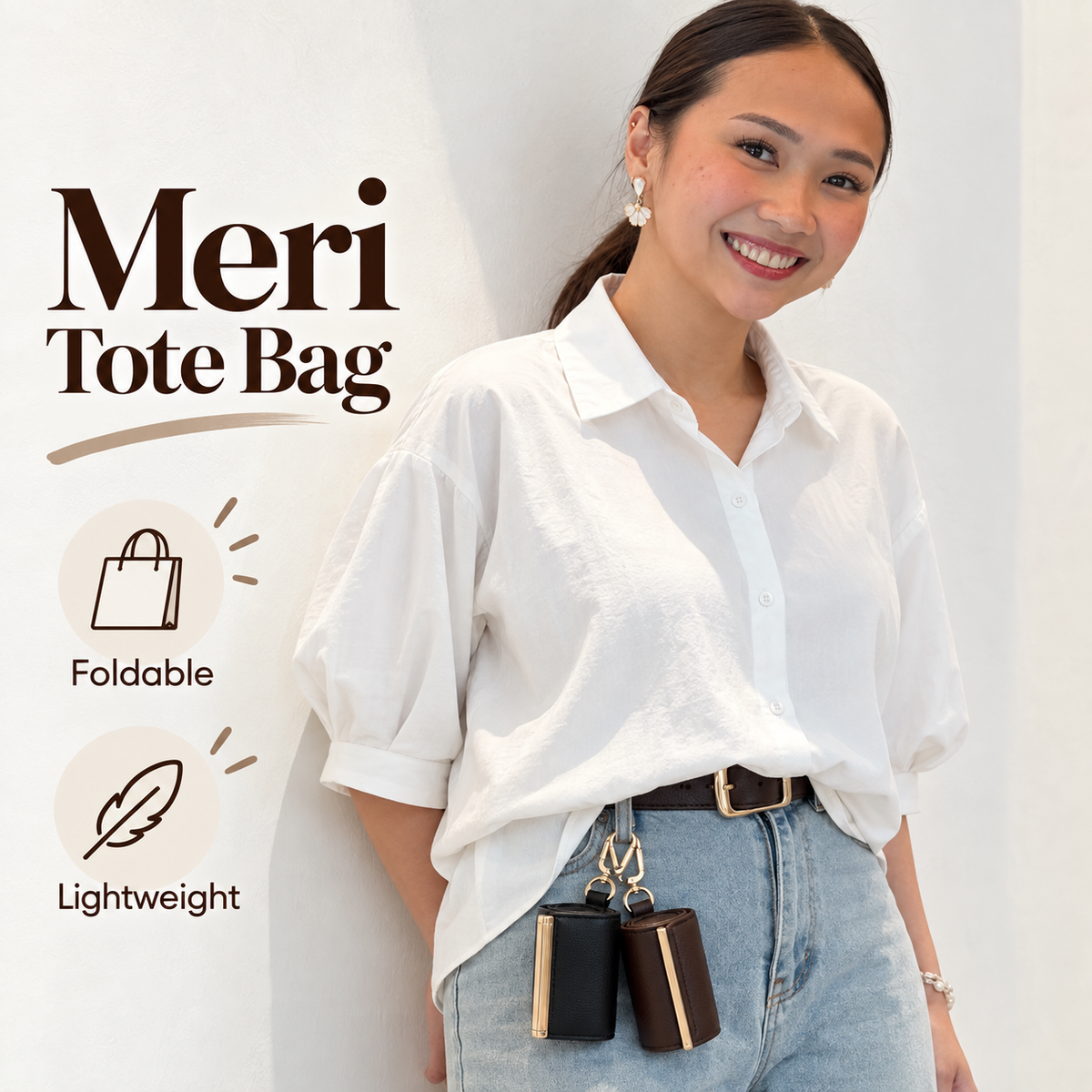 Meri Foldable Clip Tote Bag