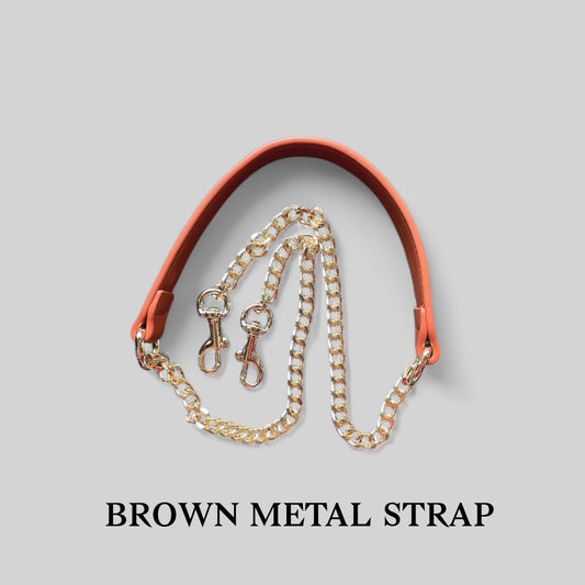 BROWN LEATHER METAL STRAP