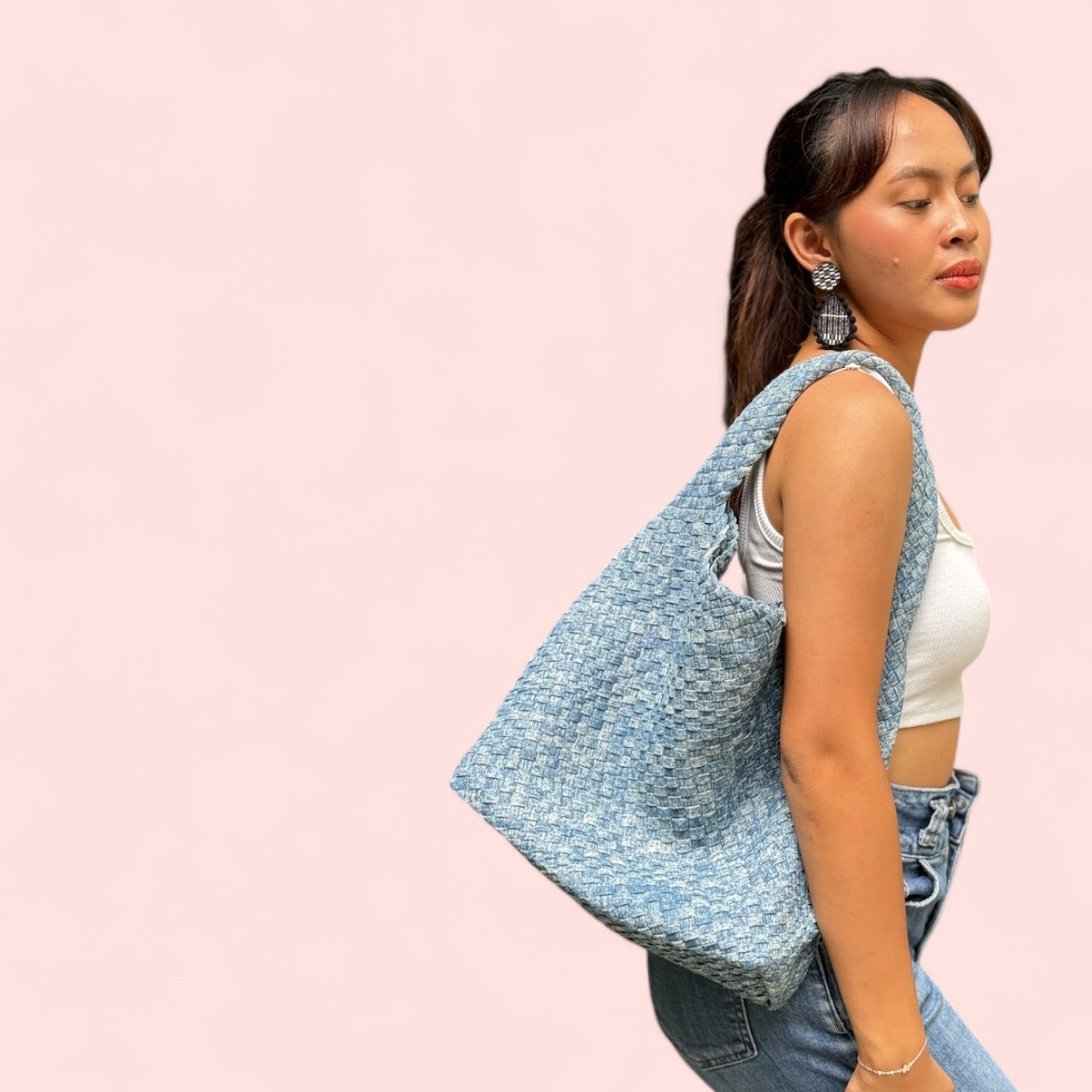 DENIM LARGE BINDLE BAG