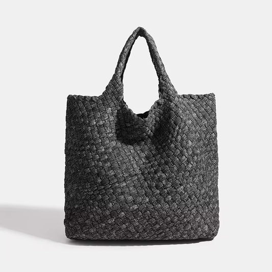 DENIM BLACK LARGE TOTE BAG