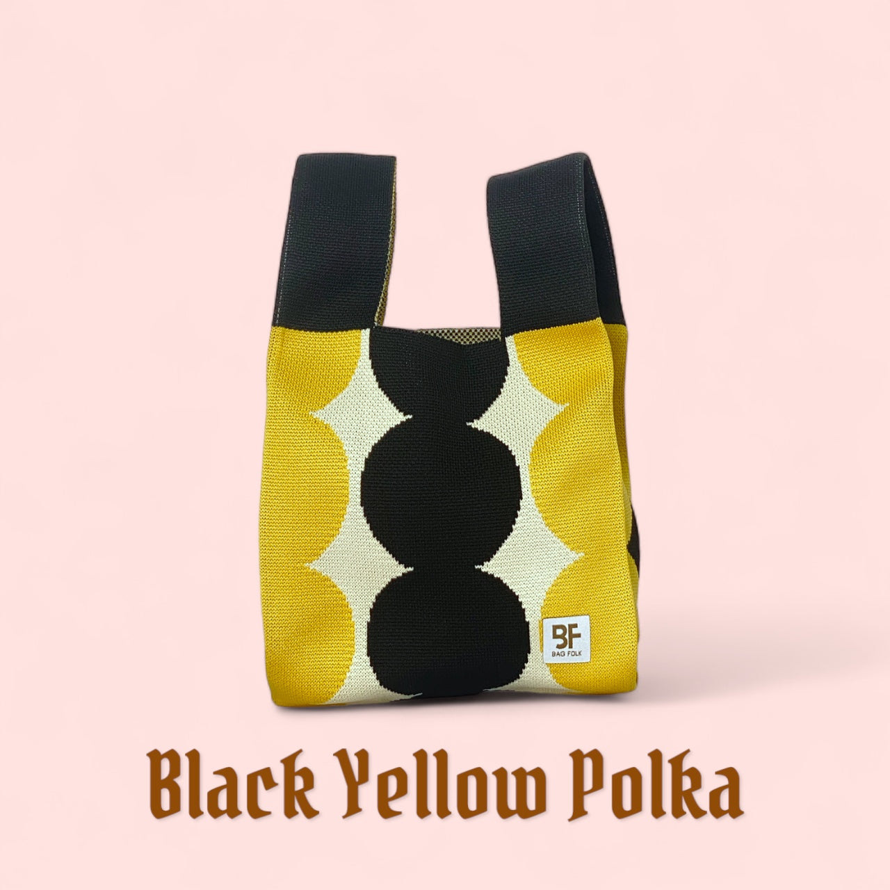 BLACK YELLOW POLKA YOYO BAG